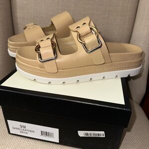 J/Slides Baha Leather Buckle Platform Sandal